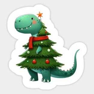 Cute Dino christmas tree Sticker